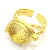 Adjustable Ring Blank, (10mm blank ) Gold Plated Brass G12148