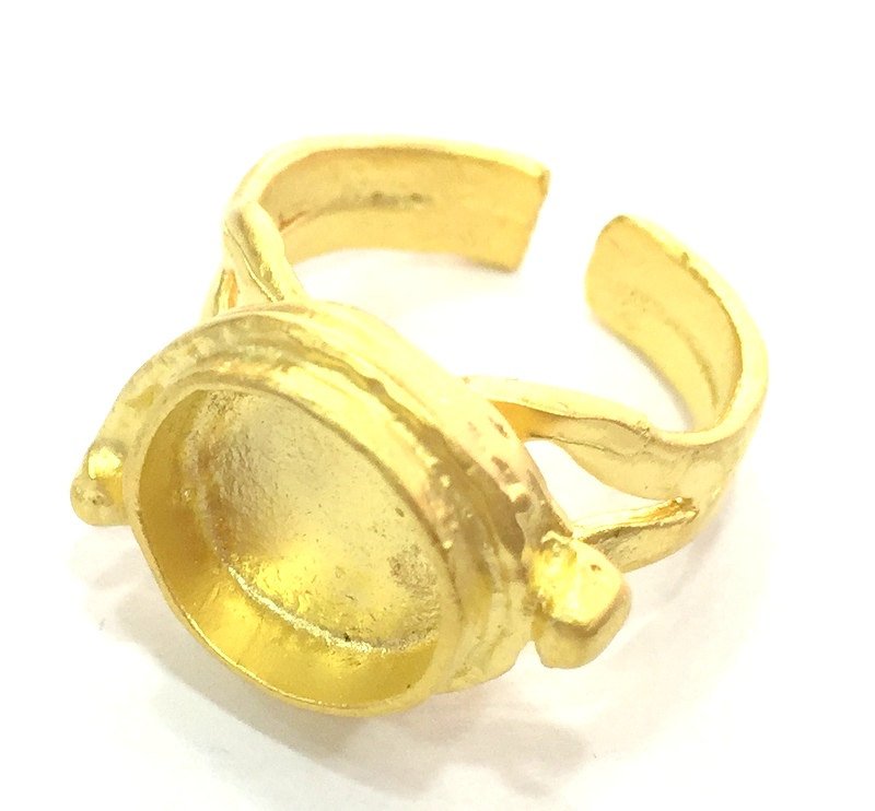 Adjustable Ring Blank, (10mm blank ) Gold Plated Brass G12148