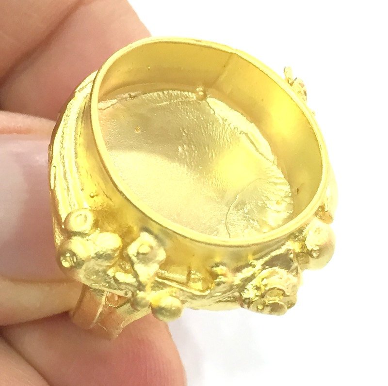 Adjustable Ring Blank, (20mm blank ) Gold Plated Brass G5337