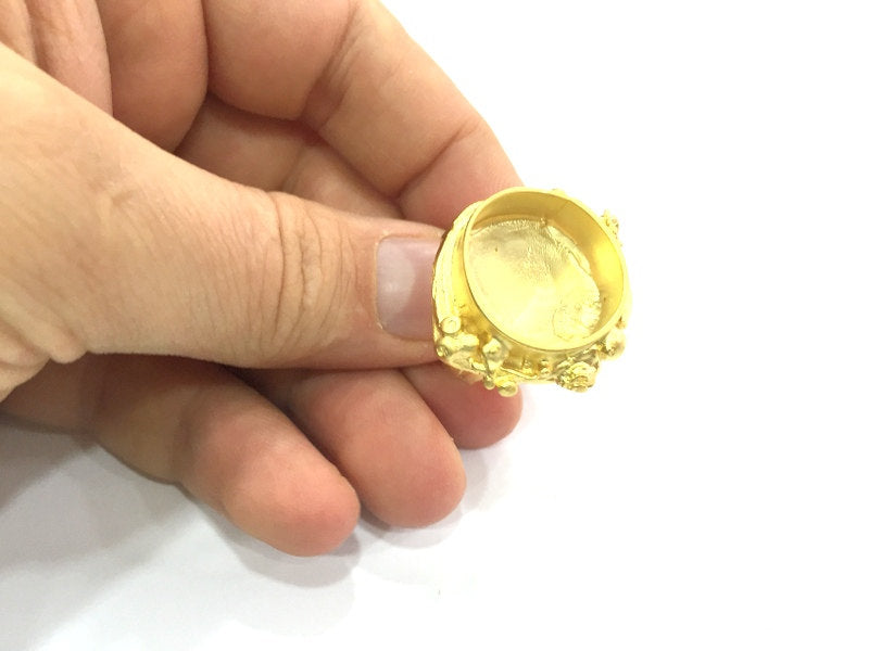 Adjustable Ring Blank, (20mm blank ) Gold Plated Brass G5337