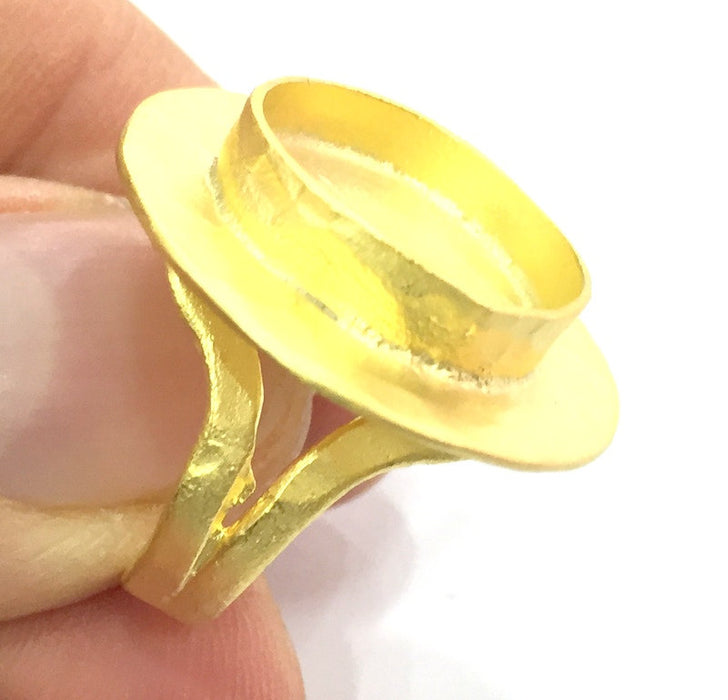 Adjustable Ring Blank, (16mm blank ) Gold Plated Brass G5339
