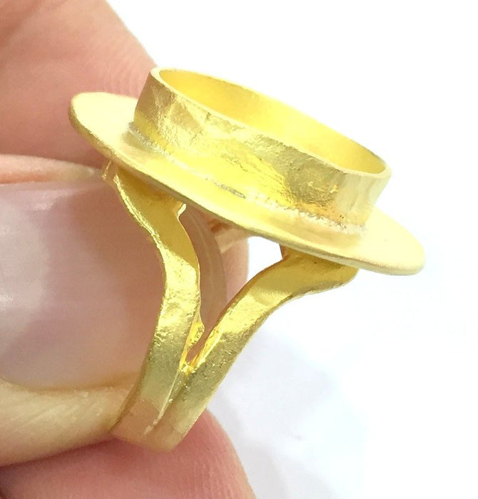 Adjustable Ring Blank, (16mm blank ) Gold Plated Brass G5339