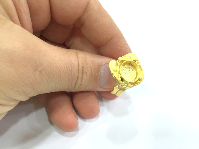 Adjustable Ring Blank, (10mm blank ) Gold Plated Brass G5340