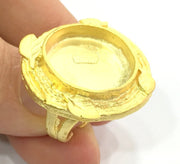 Adjustable Ring Blank, (16mm blank ) Gold Plated Brass G5344