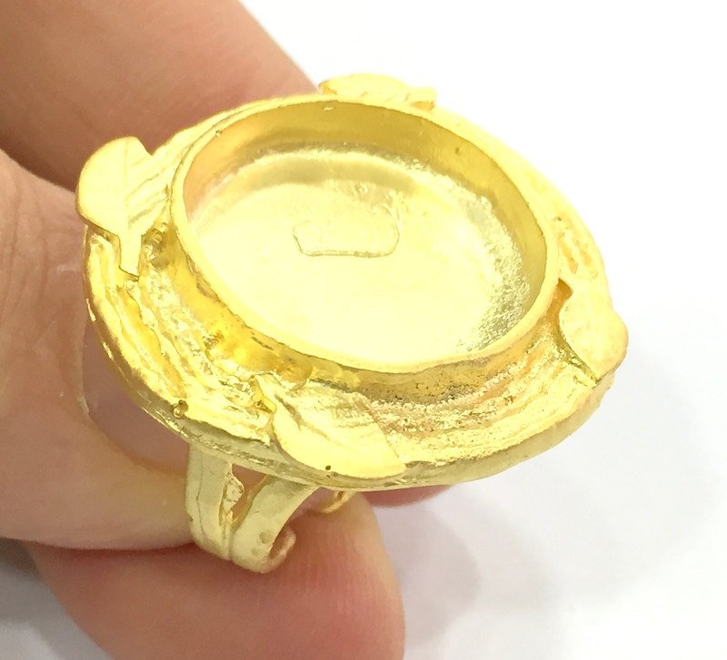 Adjustable Ring Blank, (16mm blank ) Gold Plated Brass G5344