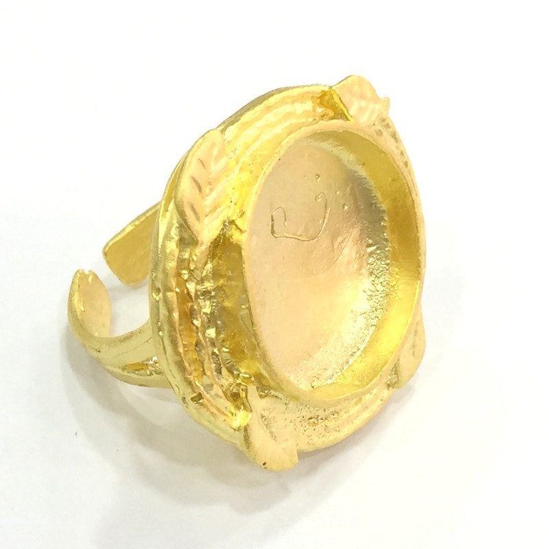 Adjustable Ring Blank, (16mm blank ) Gold Plated Brass G5344