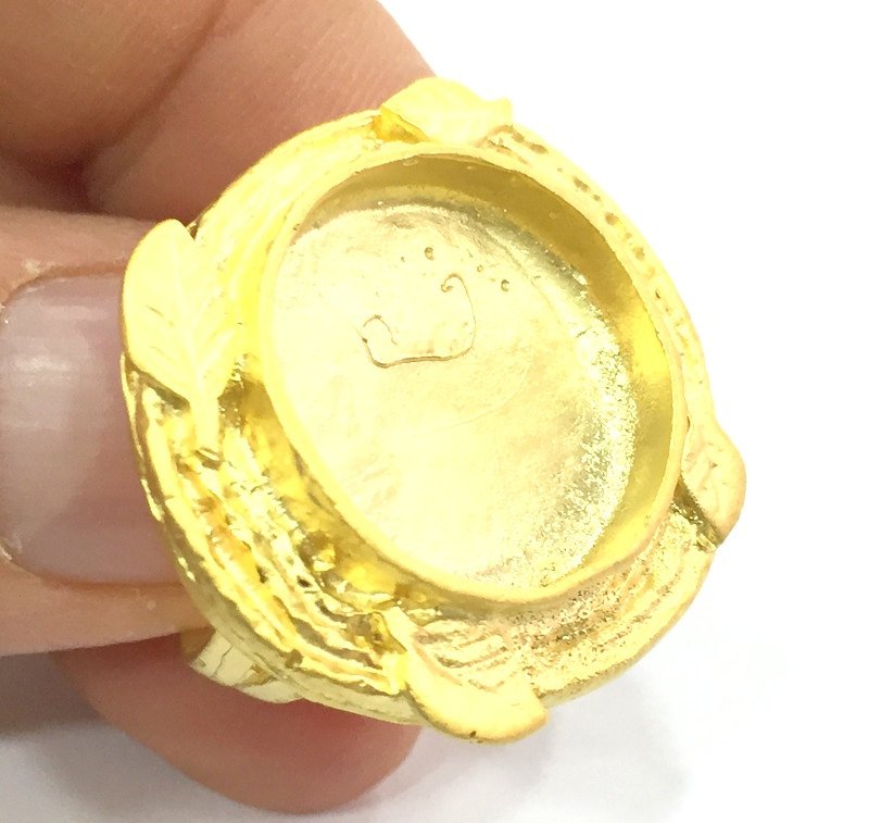 Adjustable Ring Blank, (16mm blank ) Gold Plated Brass G5344