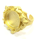 Adjustable Ring Blank, (16mm blank ) Gold Plated Brass G5345