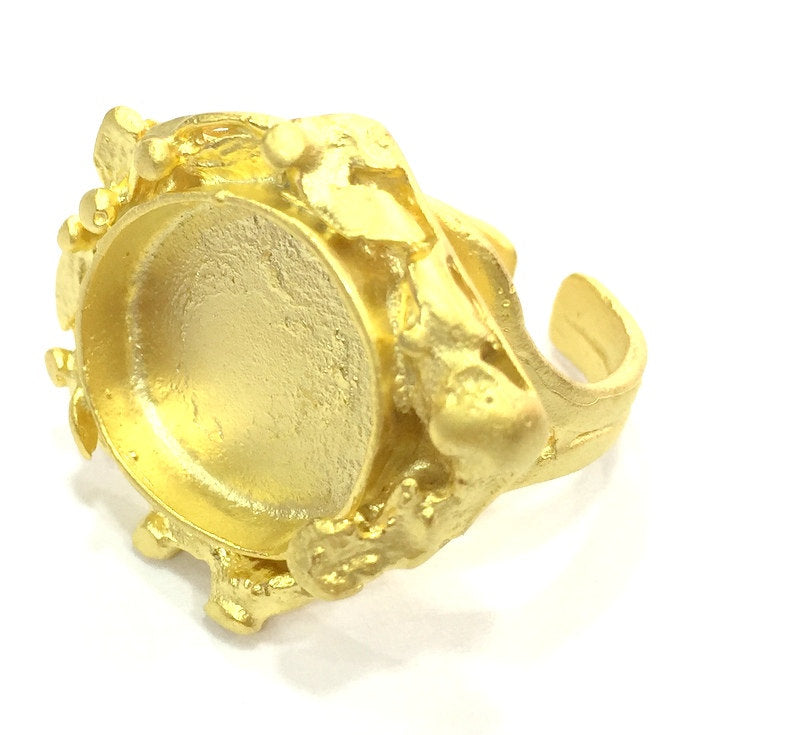 Adjustable Ring Blank, (16mm blank ) Gold Plated Brass G5345