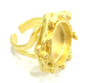 Adjustable Ring Blank, (16mm blank ) Gold Plated Brass G5345