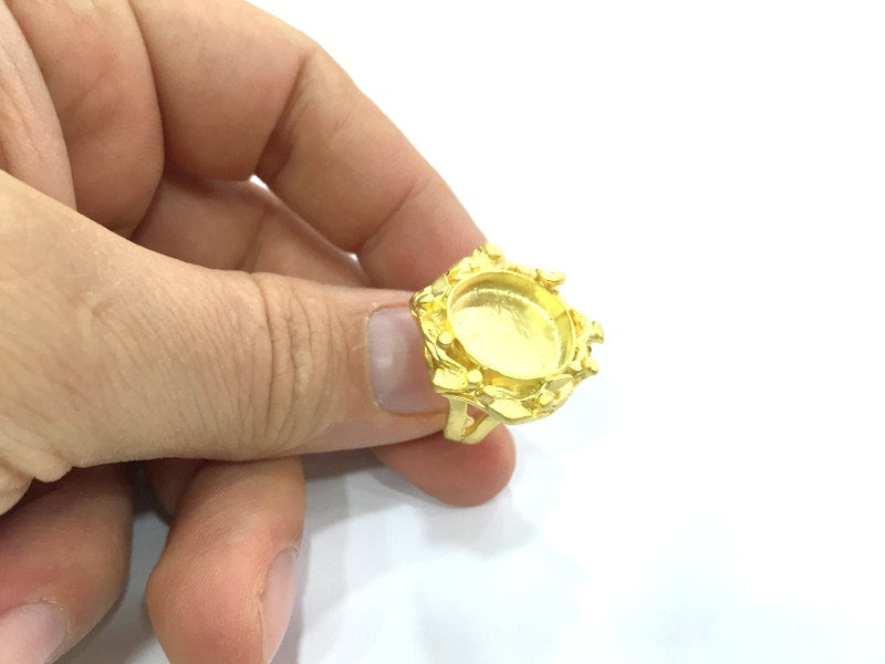 Adjustable Ring Blank, (16mm blank ) Gold Plated Brass G5345