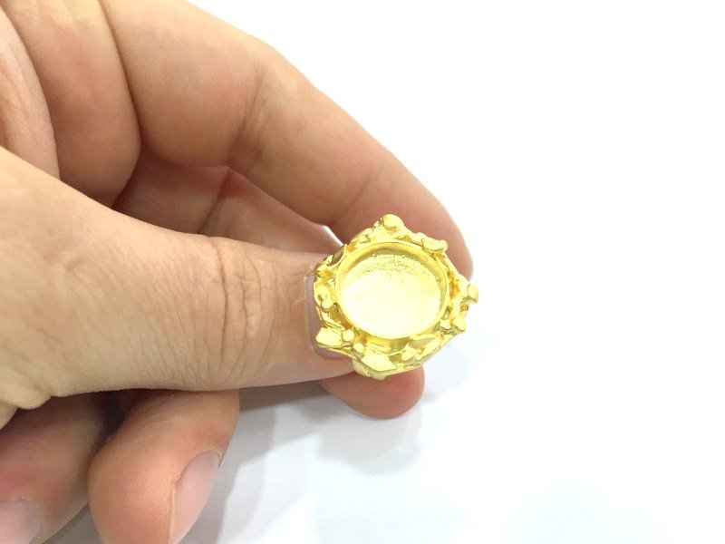 Adjustable Ring Blank, (16mm blank ) Gold Plated Brass G5345