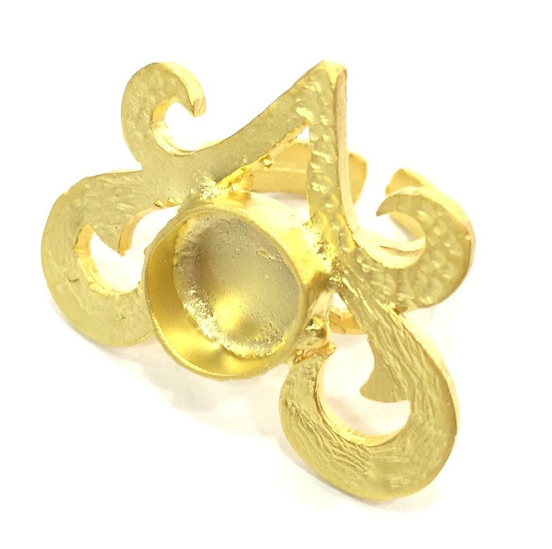 Adjustable Ring Blank, (10mm blank ) Gold Plated Brass G5346