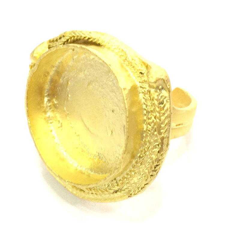 Adjustable Ring Blank, (20mm blank ) Gold Plated Brass G5347