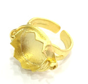 Adjustable Ring Blank, (15mm blank ) Gold Plated Brass G5350