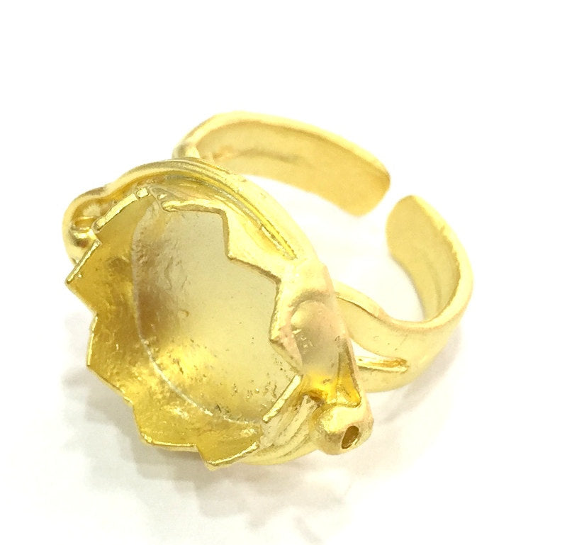 Adjustable Ring Blank, (15mm blank ) Gold Plated Brass G5350