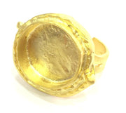 Gold Ring Settings Ring Blank Ring Bezel Base Cabochon Mountings Adjustable  (16mm blank ) Gold Plated Brass G5333