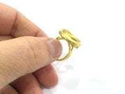 Gold Ring Settings Ring Blank Ring Bezel Base Cabochon Mountings Adjustable  (16mm blank ) Gold Plated Brass G5333