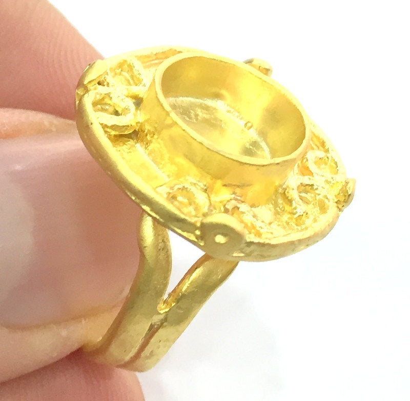 Adjustable Ring Blank, (10mm blank ) Gold Plated Brass G5335