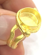 Adjustable Ring Blank, (10mm blank ) Gold Plated Brass G12148