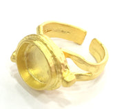 Adjustable Ring Blank, (10mm blank ) Gold Plated Brass G12148
