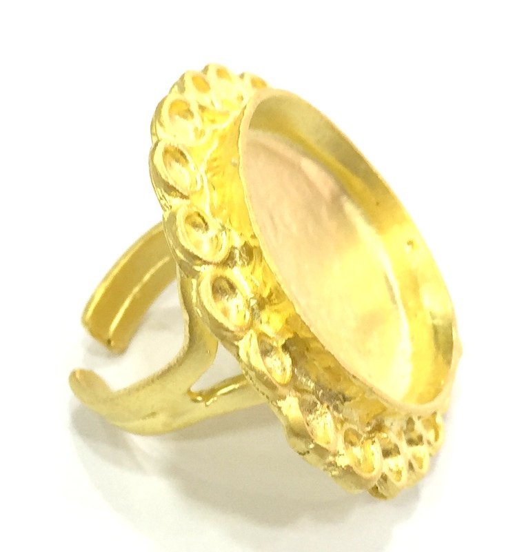 Adjustable Ring Blank, (25mm blank ) Gold Plated Brass G5342