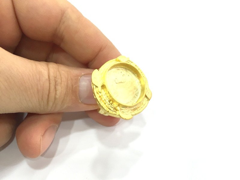 Adjustable Ring Blank, (16mm blank ) Gold Plated Brass G5344