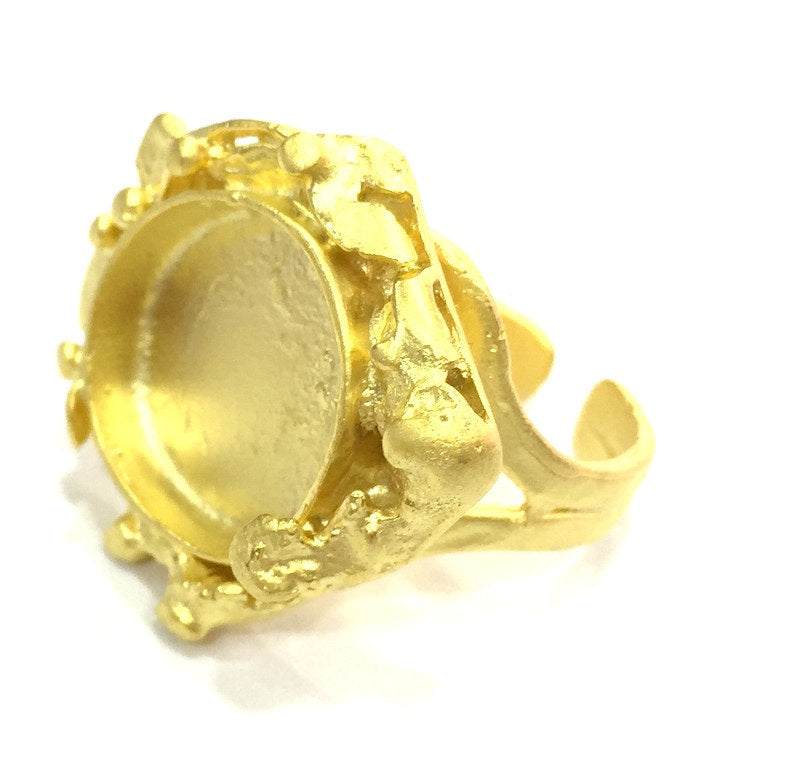 Adjustable Ring Blank, (16mm blank ) Gold Plated Brass G5345