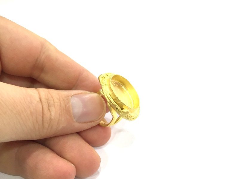 Adjustable Ring Blank, (20mm blank ) Gold Plated Brass G5347