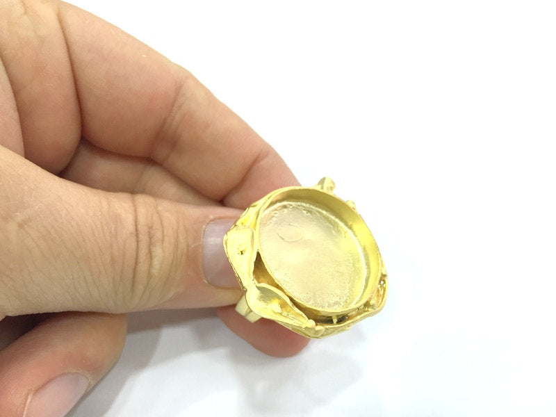 Adjustable Ring Blank, (25mm blank ) Gold Plated Brass G5348