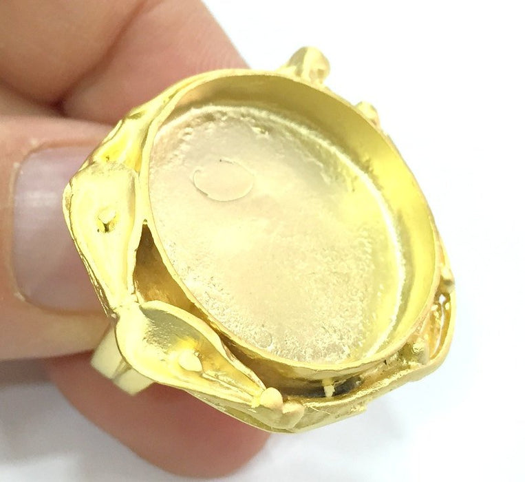 Adjustable Ring Blank, (25mm blank ) Gold Plated Brass G5348