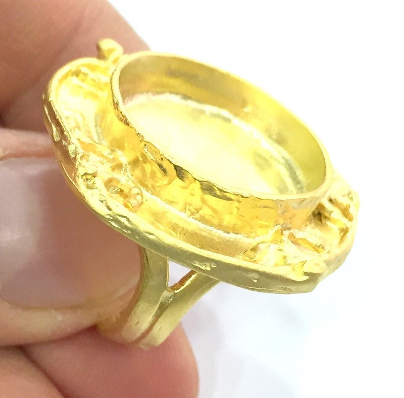 Adjustable Ring Blank, (20mm blank )  Gold Plated Brass G5351