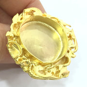 Adjustable Ring Blank, (25mm blank )  Gold Plated Brass G5352