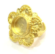 Adjustable Ring Blank, (10mm blank )  Gold Plated Brass G5353