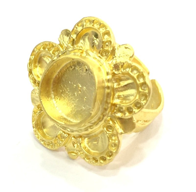 Adjustable Ring Blank, (10mm blank )  Gold Plated Brass G5353