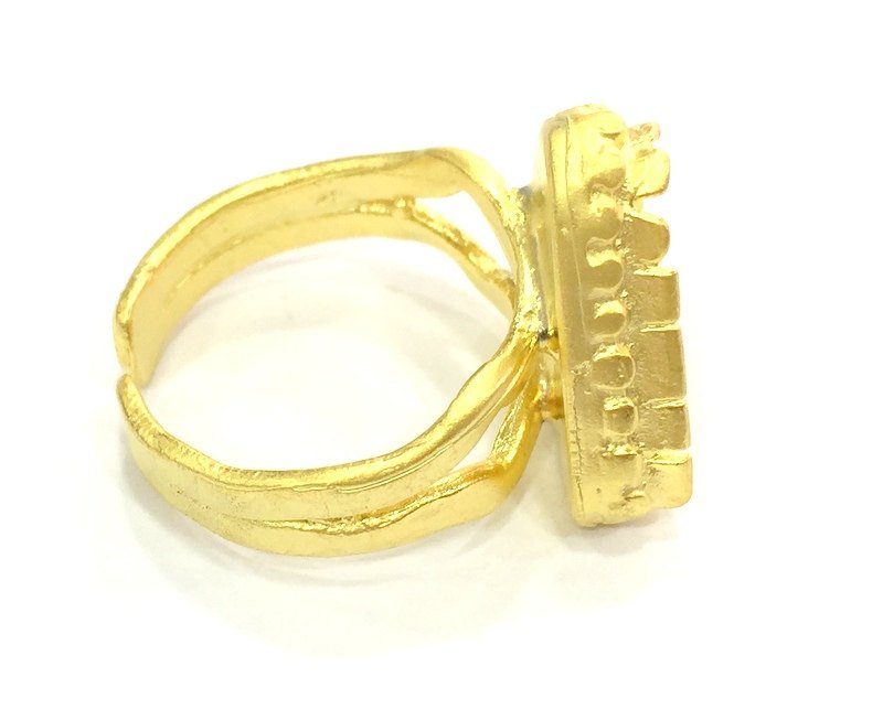 Adjustable Ring Blank, (15mm triangle blank )  Gold Plated Brass G5355