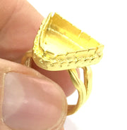 Adjustable Ring Blank, (15mm triangle blank )  Gold Plated Brass G5355