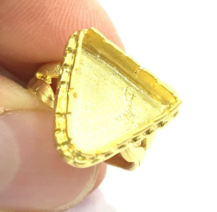Adjustable Ring Blank, (15mm triangle blank )  Gold Plated Brass G5355