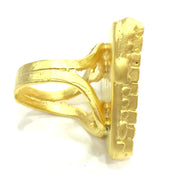 Gold Ring Blank Ring Setting Ring Bezel Base Cabochon Mountings Adjustable Ring Blank(25x25x25mm triangle blank )  Gold Plated Brass G5357