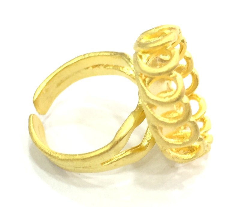 Adjustable Ring Blank, (18x13mm blank )  Gold Plated Brass G5359