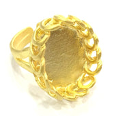 Adjustable Ring Blank, (18x13mm blank )  Gold Plated Brass G5359