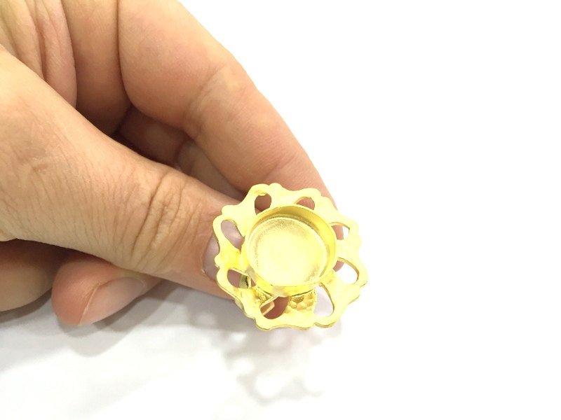 Adjustable Ring Blank, (16mm blank )  Gold Plated Brass G5360