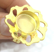 Adjustable Ring Blank, (16mm blank )  Gold Plated Brass G5360