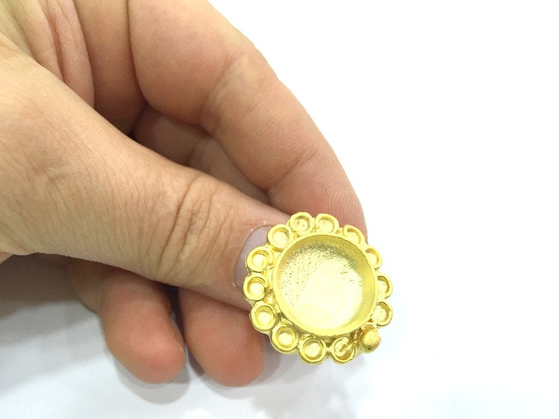 Adjustable Ring Blank, (16mm blank )  Gold Plated Brass G5361