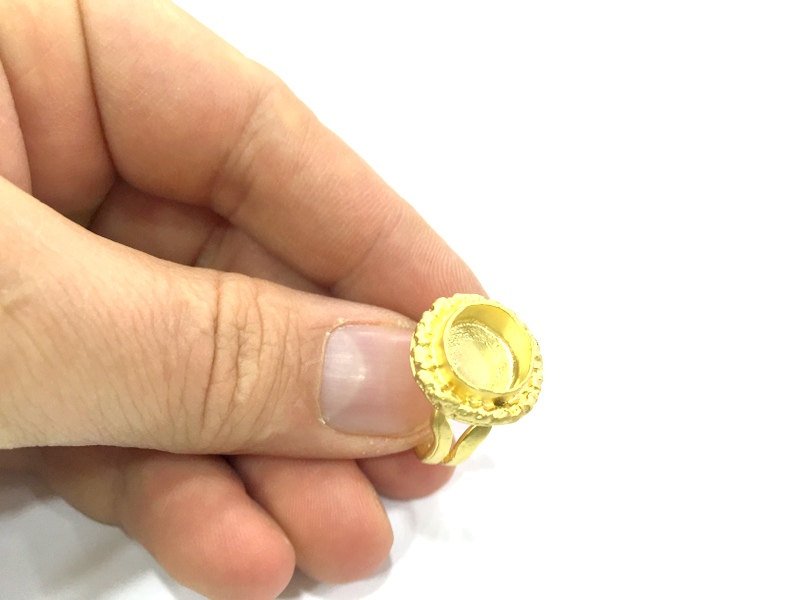 Adjustable Ring Blank, (10mm blank )  Gold Plated Brass G5364