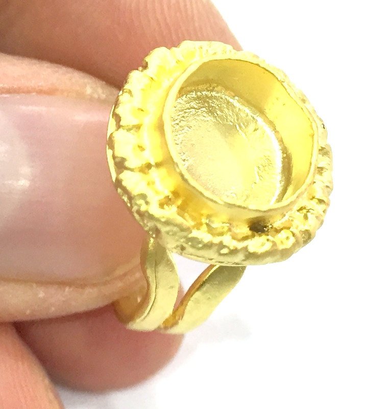 Adjustable Ring Blank, (10mm blank )  Gold Plated Brass G5364