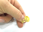 Gold Ring Settings Ring Blank Ring Bezel Base Cabochon Mountings Adjustable (10mm blank )  Gold Plated Brass G5366