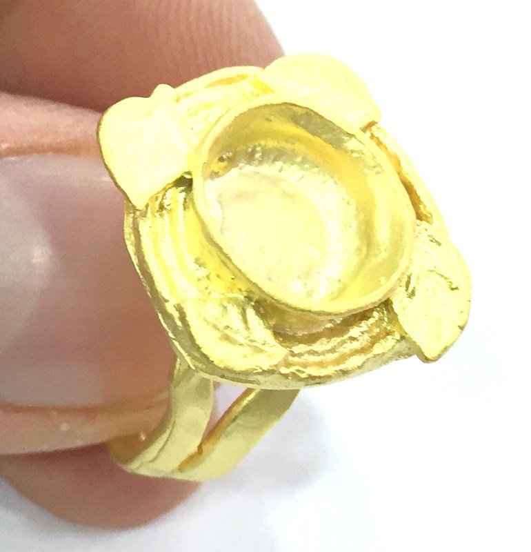 Adjustable Ring Blank, (10mm blank )  Gold Plated Brass G5368