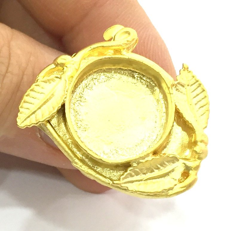 Adjustable Ring Blank, (16mm blank )  Gold Plated Brass G5369