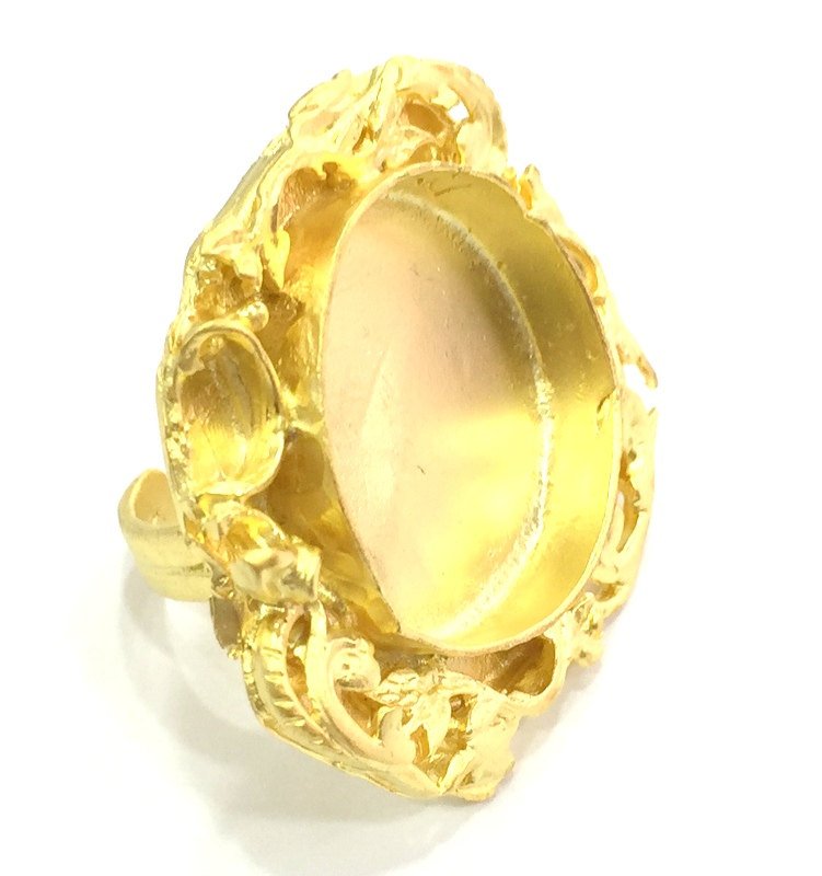 Adjustable Ring Blank, (25mm blank )  Gold Plated Brass G5352